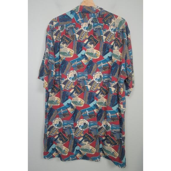 Vintage Polo Ralph Lauren Shirt M Mens Postcard Hotel Venice Rare Print Rayon - Picture 3 of 7